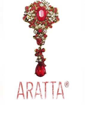 Aratta Red and Gold Crystal Drop Brooch